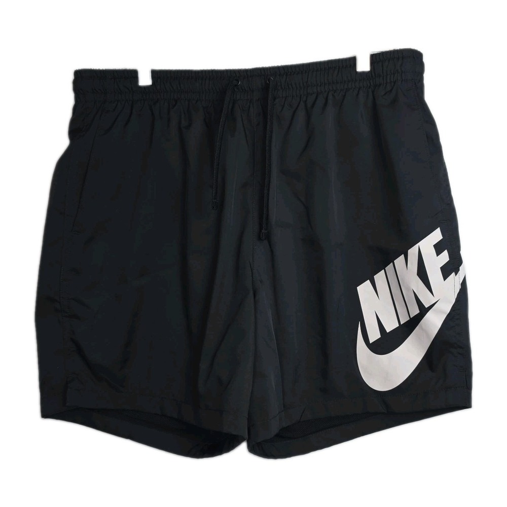 Nike Athletic Shorts Men's Size XL Black Elastic Waist Large Logo Drawstring